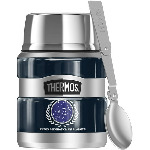 Star Trek United Federation of Planets THERMOS STAINLESS KING Stainless Steel Food Jar with Folding Spoon, Vacuum insulated & Double Wall, 16oz