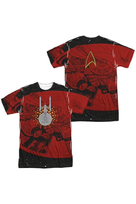 USS Enterprise Schematic Unisex Adult Sublimated Costume T Shirt (Front/Back), Medium Multicolor
