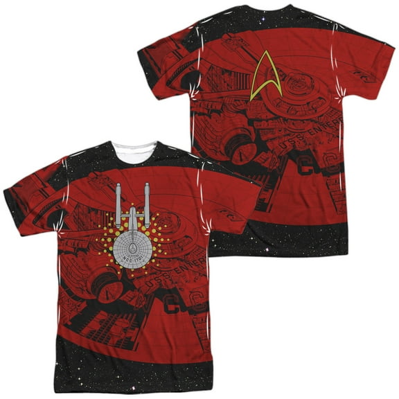 Star Trek USS Enterprise Schematic Unisex Adult Sublimated Costume T Shirt (Front/Back), 2X-Large Multicolor