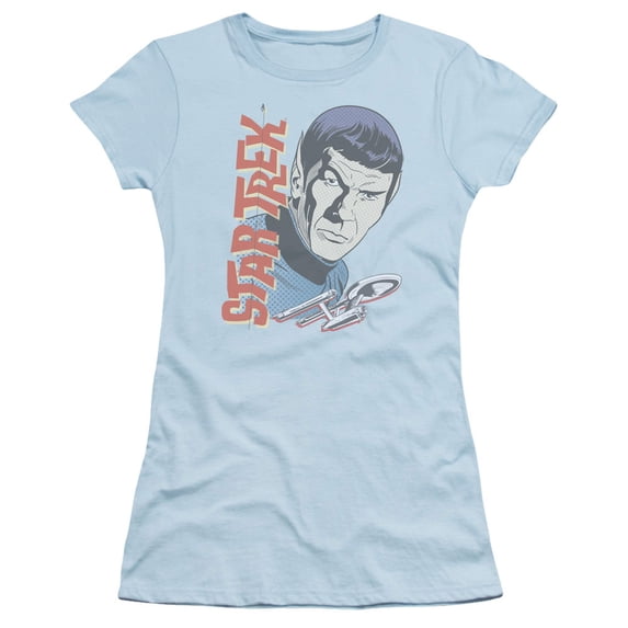Star Trek Vintage Spock Junior Women's Sheer T-Shirt Light Blue