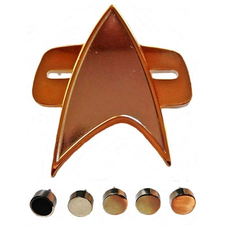 Star Trek Voyager Full Size Communicator Pin and 5 Gold Ranking Pips