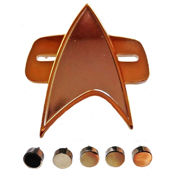 Star Trek Voyager Full Size Communicator Pin and 5 Gold Ranking Pips