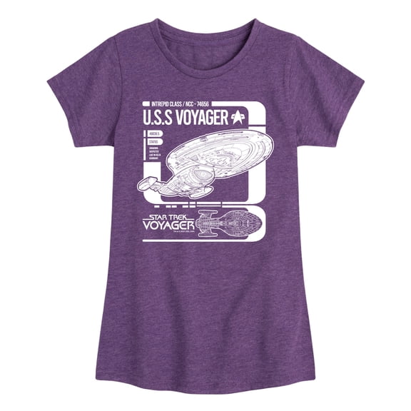Star Trek - Voyager Schematic - Youth Girls Fitted Short Sleeve T-Shirt