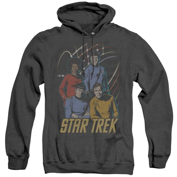 Star Trek Warp Factor 4 Adult Heather Hoodie Sweatshirt Black