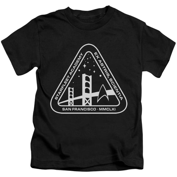 Star Trek White Academy Logo Youth 18/1 T-Shirt Black