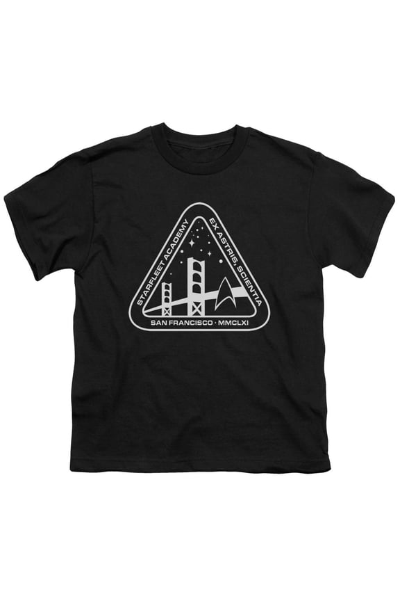 Star Trek - White Academy Logo - Youth Short Sleeve Shirt - Large