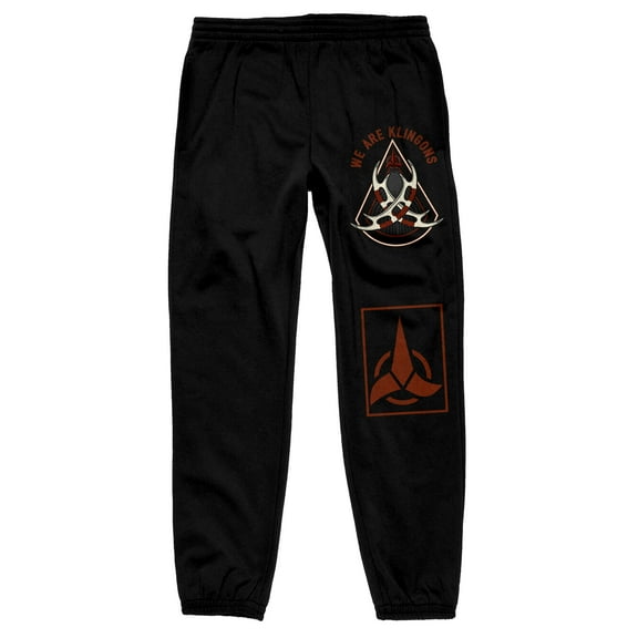 Star Trek White Weapons Symbol And Red Klingon Symbol Men's Black Sweatpants-Medium