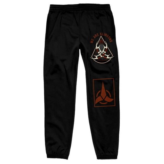 Star Trek White Weapons Symbol And Red Klingon Symbol Men's Black Sweatpants-Medium