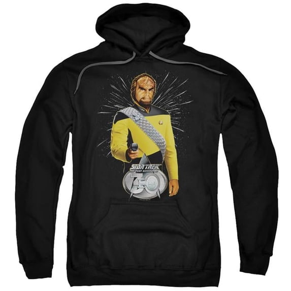 Star Trek & Worf 30 Adult Pull-Over Hoodie, Black - 4X