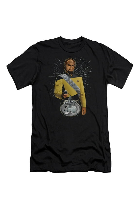 Star Trek Worf 30 Adult 30/1 T-Shirt Black