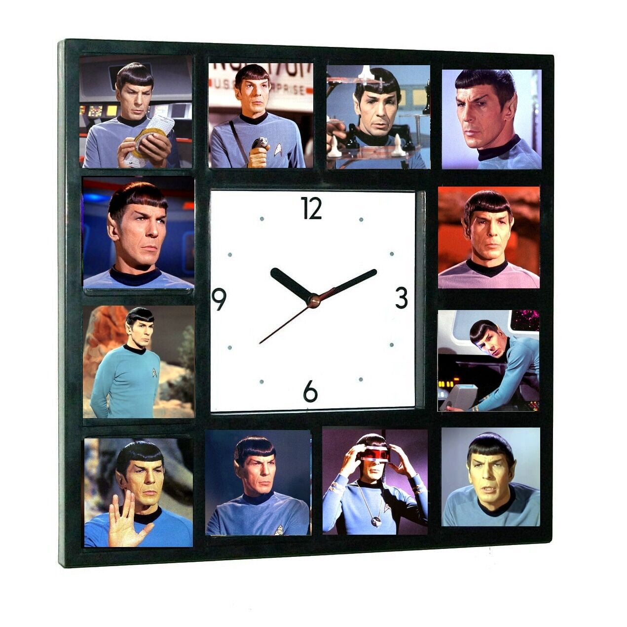 Star Trek faces of Leonard Nimoy Spock logical Clock with 12 pictures ...