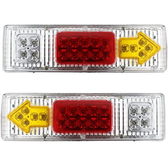 All Star Truck Parts] 19 LED Red Amber White [CLEAR LENS] Integrated Trailer Tail Lights Bar 12V Turn Signal Running Lamp for Trailer UTV UTE RV ATV Box Truck Left and Right (2 Pack)