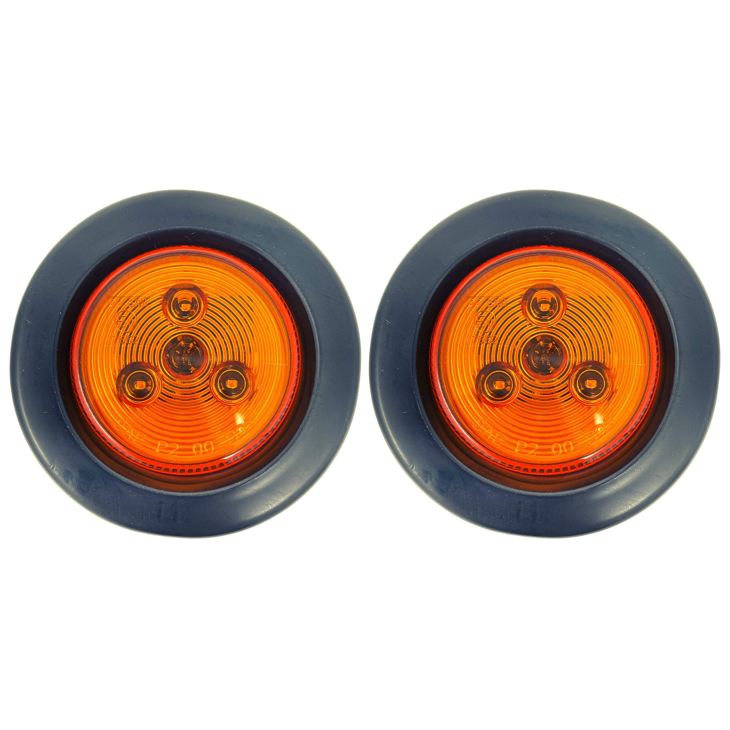 Partsam 2Pcs 2.5 Round Trailer Led Side Marker Lights Red 13 Diodes With Reflectors Waterproof 12V Sealed Trucks Lamps, 2.5 Round Led Marker Lights Cab Sleeper Panel Lights