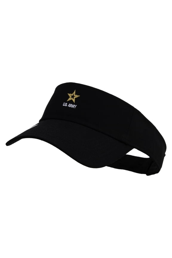 Star US Army Embroidered Cotton Twill Sun Visor - Black OSFM