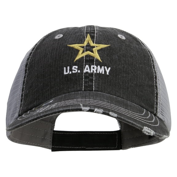 Star US Army Embroidered Low Profile Special Cotton Mesh Cap - Black OSFM