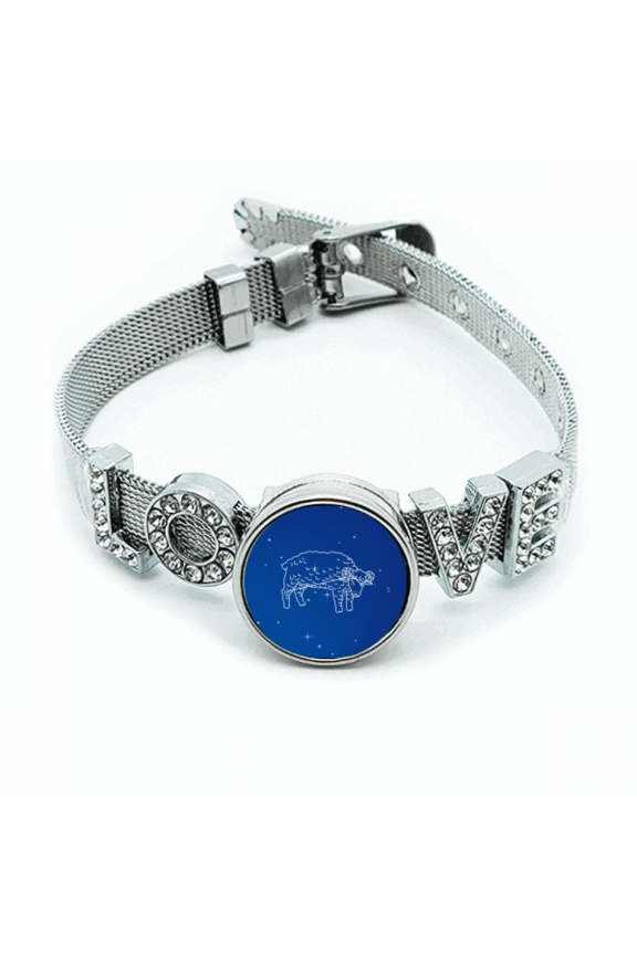 Star Universe Aries Constellation Bracelet Wristband Crystal Love Adjustable Bangle