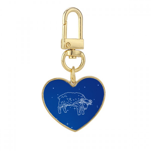 Star Universe Aries Constellation Gold Heart Keychain Metal Keyring Holder