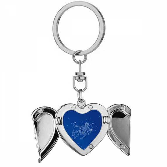 Star Universe Sagittarius Constellation Pattern Heart Angel Wing Key Chain Holder
