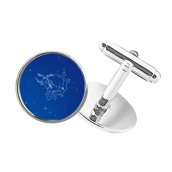 Star Universe Taurus Constellation Pattern Round Button Cuff Clip Stud Cufflinks