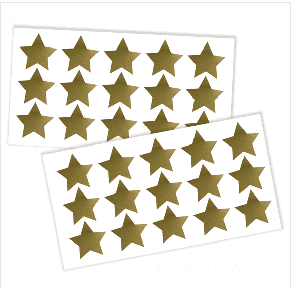 Star Vinyl Stickers for Home Decor 2-Inch Peel-N-Stick, Metallic Gold, 30-Piece