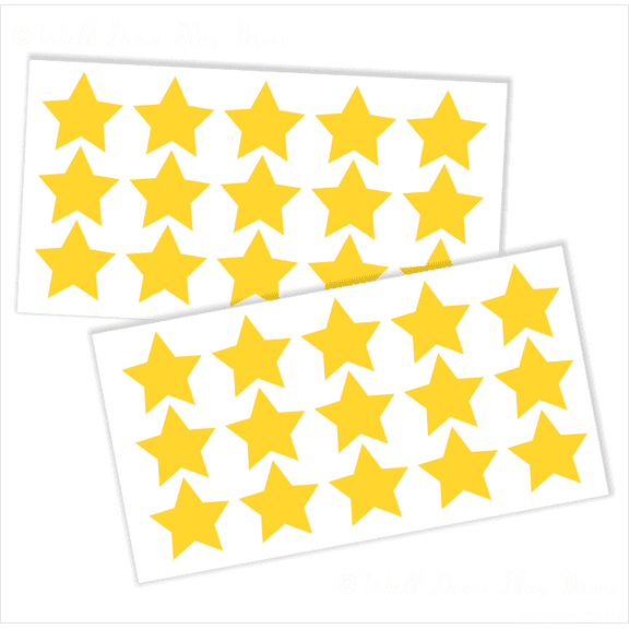 Star Vinyl Stickers for Home Decor 2-Inch Peel-N-Stick, Yellow, 30-Piece