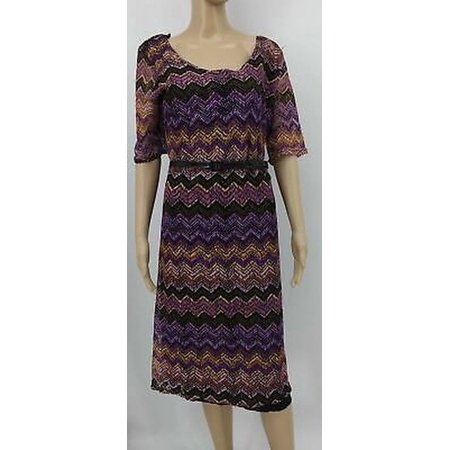 Star Vixen Women's Plus-Size Belted Skater Dress, Size 1X: 1X/Multicolor