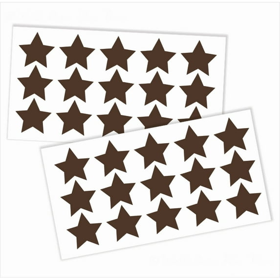 Star Wall Vinyl Stickers for Home Décor 2inch 30pc Peel-n-Stick - Chocolate Brown