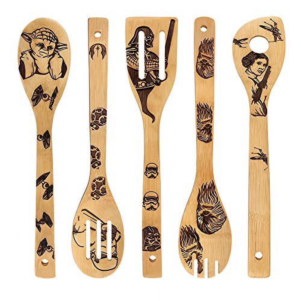  Cartoons Burned Wooden Spoons Utensil Set, Gift Idea