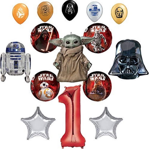 Star Wars 1st Birthday Party Supplies Balloon Bouquet Decorations with Baby Yoda