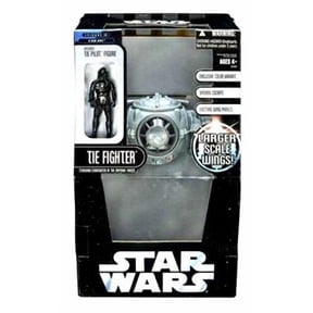 Star Wars 2006 Saga Collection TIE Fighter (Larger Scale Wings Variant Gray Color) with Tie Pilot Action Figure (Larger Scale Wings)