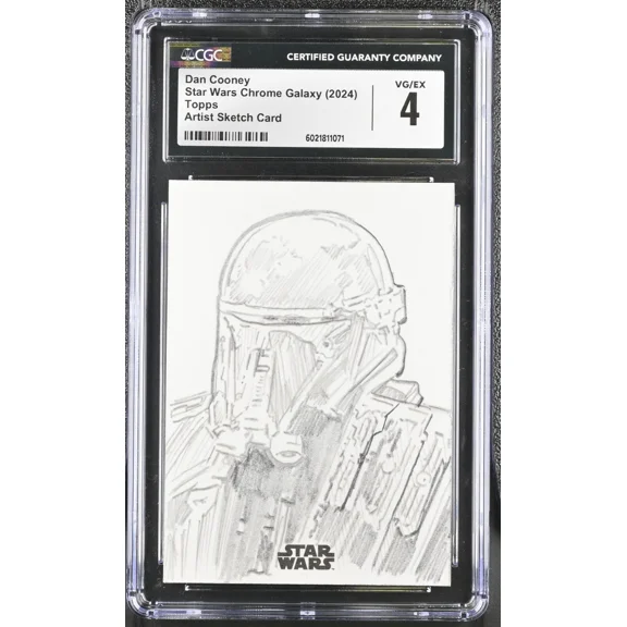 Topps Star Wars 2024 Chrome Galaxy Variant Artist Sketch Card by Dan Cooney CGC 4