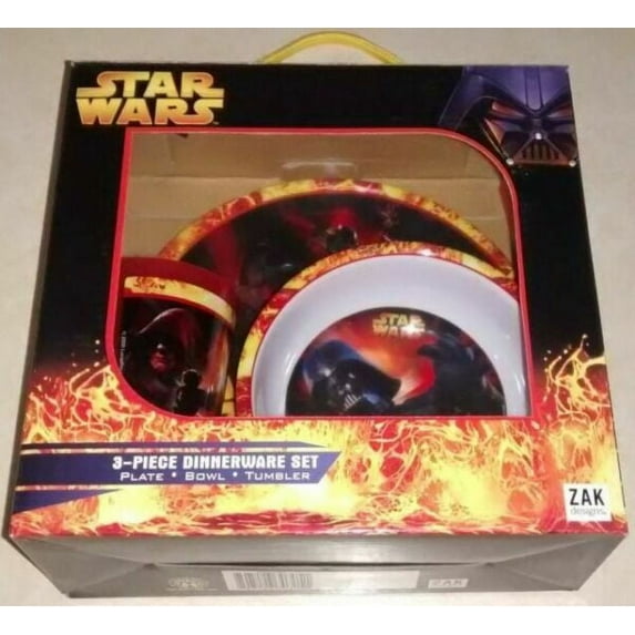 Star Wars 3 Piece Dinnerware Set - Darth Vader Plate Bowl Cup Zac Designs