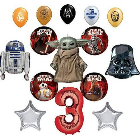 Star Wars 3rd Birthday Party Supplies Balloon Bouquet Decorations with Baby Yoda