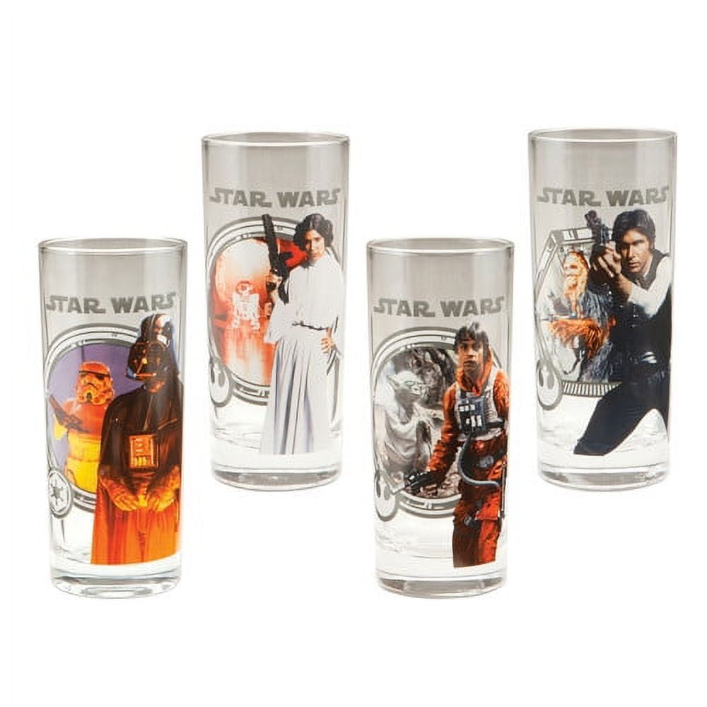 STAR WARS 16oz. DRINKING GLASSES (set of 4) Darth Vader Han Solo Chewie