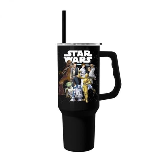 Silver Buffalo Star Wars 893135 40 oz Group with Handle & Straw Stainless Steel Tumbler