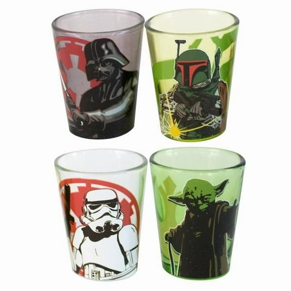 Silver Buffalo SW031SG3 Star Wars Character Fight Mini Glass Set, 4-Pack