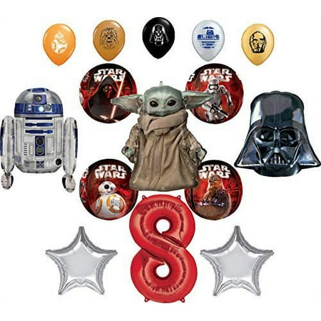 Star Wars 8th Birthday Party Supplies Balloon Bouquet Decorations with Baby Yoda