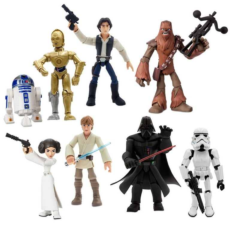 4 STAR WARS FIGURES: LUKE SKYWALKER, CHEWBACCA, PRINCESS LEIA AND