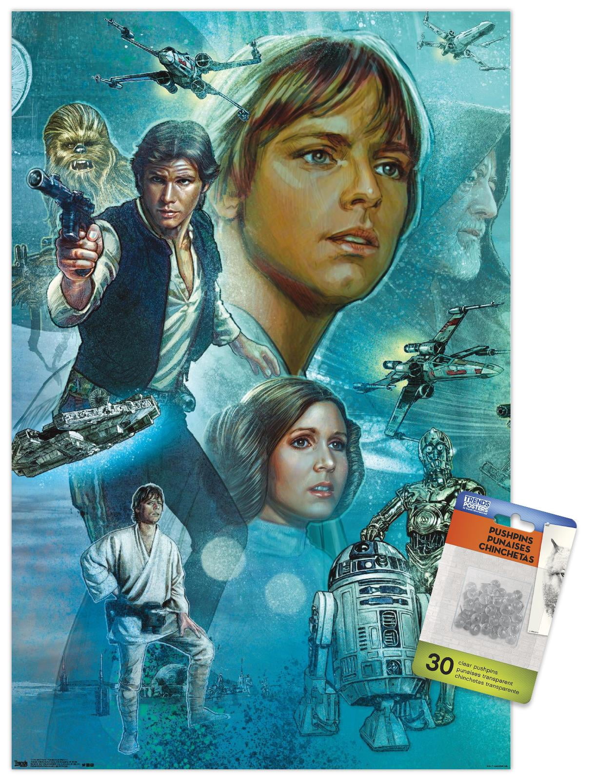 Star Wars: A New Hope - Celebration Mural Wall Poster with Push Pins, 14.725" x 22.375"