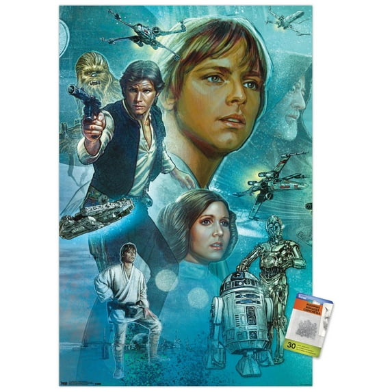 Star Wars: A New Hope - Celebration Mural Wall Poster with Push Pins, 22.375" x 34"
