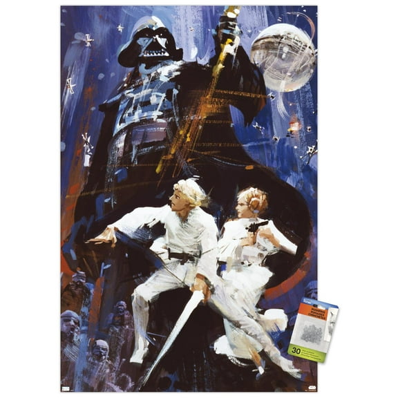 Star Wars: A New Hope - Illustrated One Sheet Wall Poster with Pushpins, 22.375" x 34"