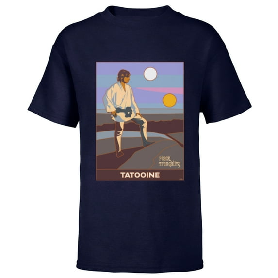 Star Wars A New Hope Luke Skywalker Tatooine - Short Sleeve T-Shirt for Kids - Customized-Navy