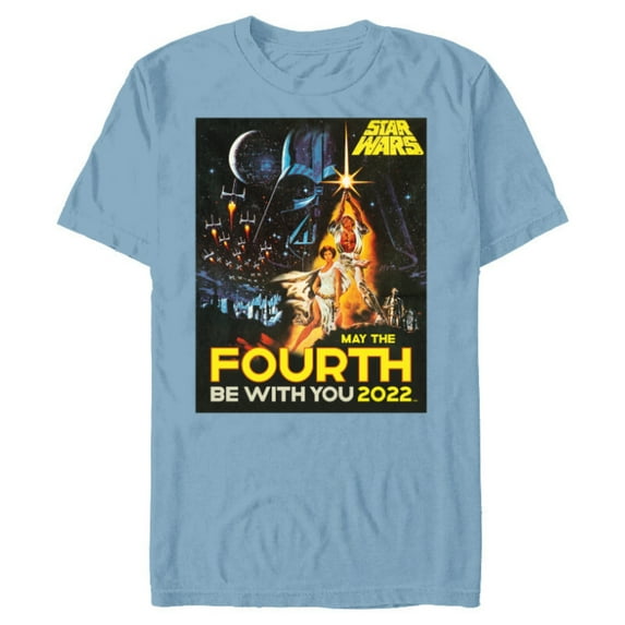 Star Wars A New Hope May The Fourth Be With You Vintage - Short Sleeve Blended T-Shirt for Adults - Customized-Ocean Blue