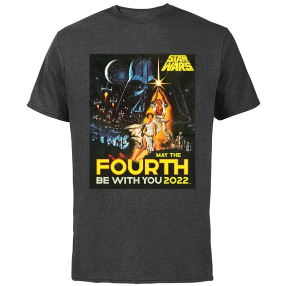 Star Wars A New Hope May The Fourth Be With You Vintage - Short Sleeve Cotton T-Shirt for Adults - Customized-Charcoal