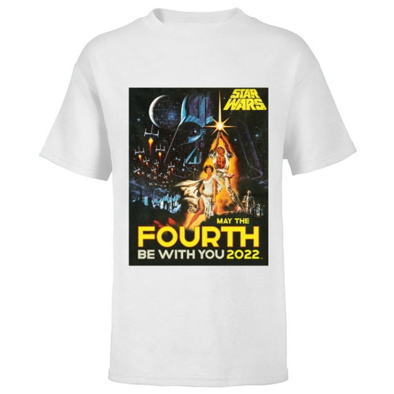 Star Wars A New Hope May The Fourth Be With You Vintage - Short Sleeve T-Shirt for Kids - Customized-White