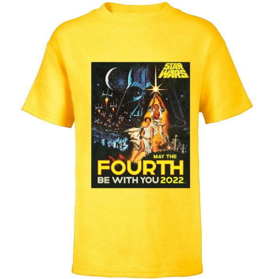 Star Wars A New Hope May The Fourth Be With You Vintage - Short Sleeve T-Shirt for Kids - Customized-Yellow