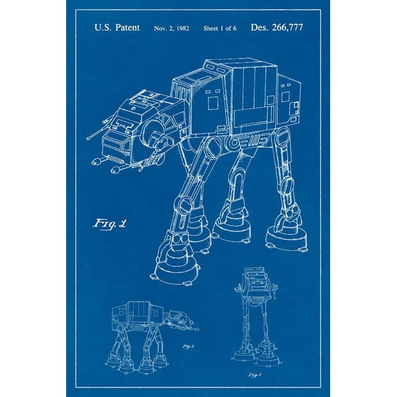 Star Wars AT-AT Imperial Walker Blueprint Art Poster