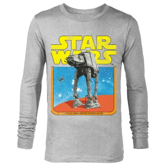 Star Wars AT-AT Walker TIE Fighter Distressed Retro - Long Sleeve T-Shirt for Men - Customized-Athletic Heather
