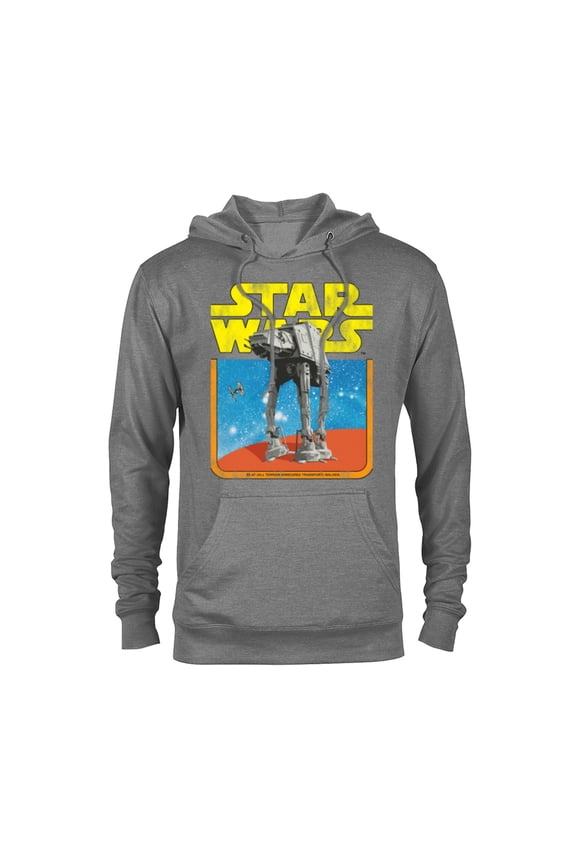 AT-AT Walker TIE Fighter Distressed Retro - Pullover Hoodie for Adults - Customized-Graphite Heather