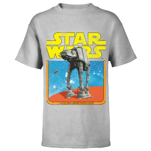 Star Wars AT-AT Walker TIE Fighter Distressed Retro - Short Sleeve T-Shirt for Kids - Customized-Athletic Heather